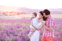 happy family having fun in lavender field